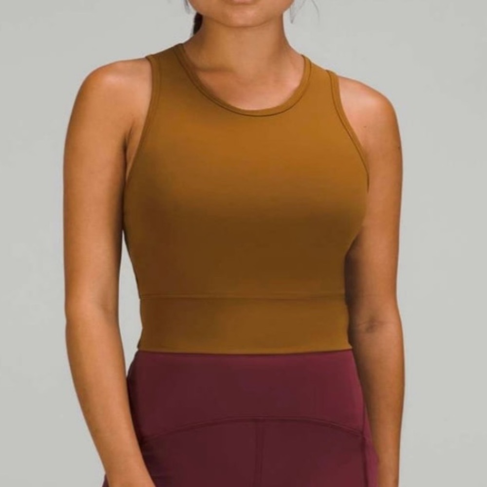 Lululemon Mesh Back Cropped Training Tank in Rich Caramel ~ Size 4 - Picture 2 of 9